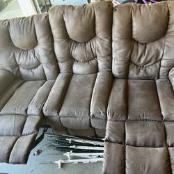 Sofa Brown Recliner 3 Seater $40
