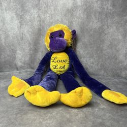Calplush Love LA Hanging Monkey Plush Purple Yellow 36” Soft Stuffed Animal Toy