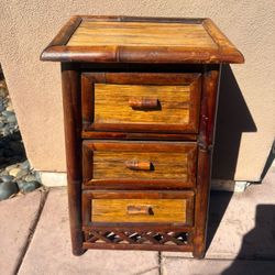 Bamboo 3-Drawer Nightstand Side Table