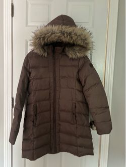 Ralph Lauren Size Large Down Puffer Jacket Faux Fur Lined Hood Parka Winter Warm Women’s