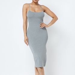 Grey Midi Slit Dress