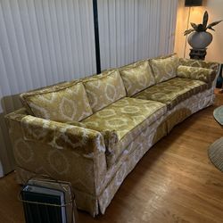 **Vintage Gold Paisley Curved Couch Hollywood Regency**
