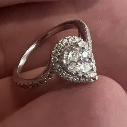 Pear Halo Diamond Ring 14k White Gold 