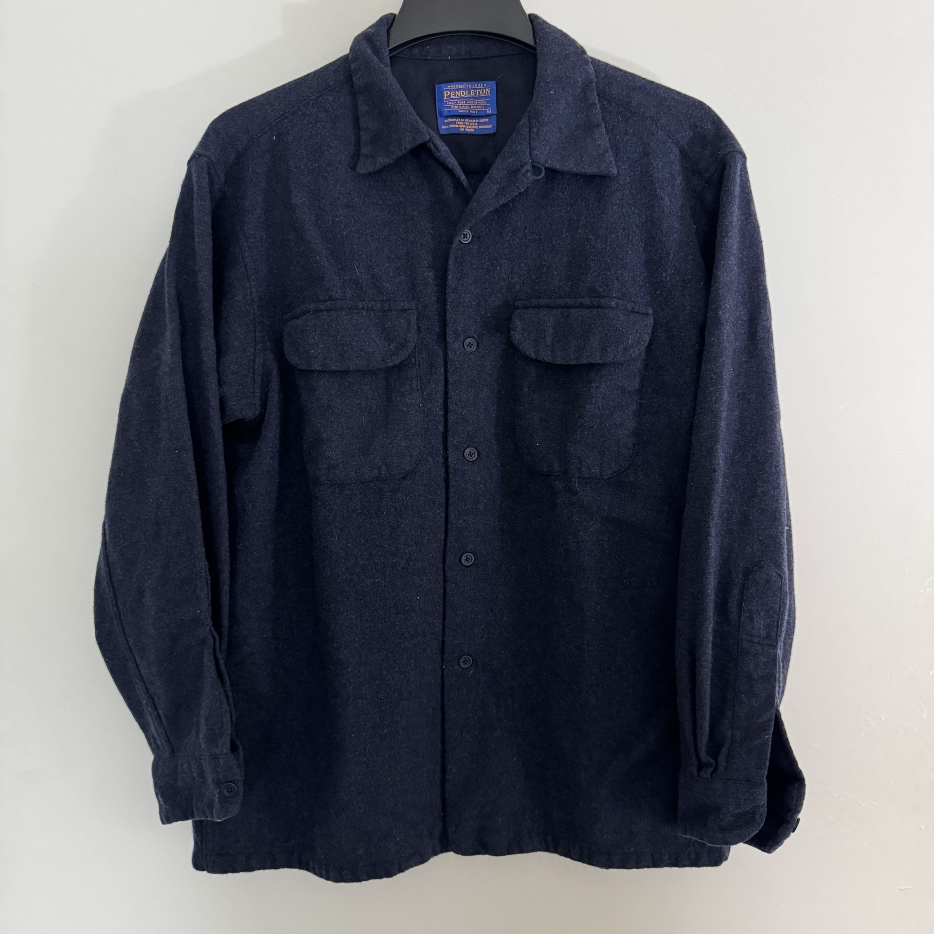 Pendleton The Original Board Shirt 100% Wool Flannel Navy Blue