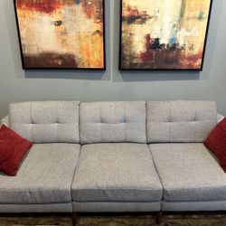 Burrow Sofa and Two Ottomans
