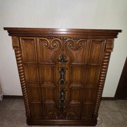 Vintage Baroque Revival Wooden Chest