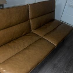 Tan Leather Futon 