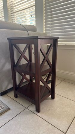 Dark Wood X-Side End Table