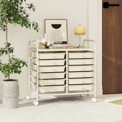 Newly Assembled Rolling Storage Cart 12-Drawer Utility Cart on Wheels