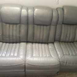 Reclinable Grey Leather Sofa
