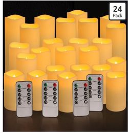 New Set of 24 Waterproof Outdoor Flameless Candles, LED Candles with 4 Remote and Timer