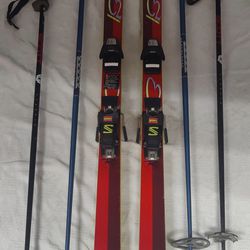 Rossignol S Series Fiberglass Skis With Poles 