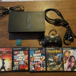 Playstation 2 Console Bundle-5 Games, memory Card,  Controller And 3 in 1 AV Cable 
