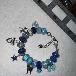 Blue And Silver Themed Charm Bracelet