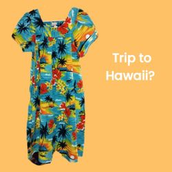 Hawaii Station Beautiful Midi Muu Muu Round Neck Tulip Sleeve 100% Cotton Size 