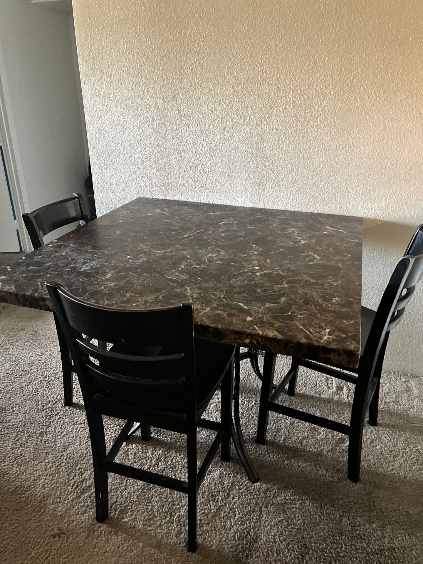 Marble Coffee Table & 3 Chairs
