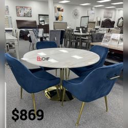 5 Pcs Round Dining Table Set