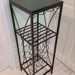 Black Granite Stone Metal Modern Bar Stand Wine Rack Drink Bottle Holder Buffet Server Sideboard Console Table Side