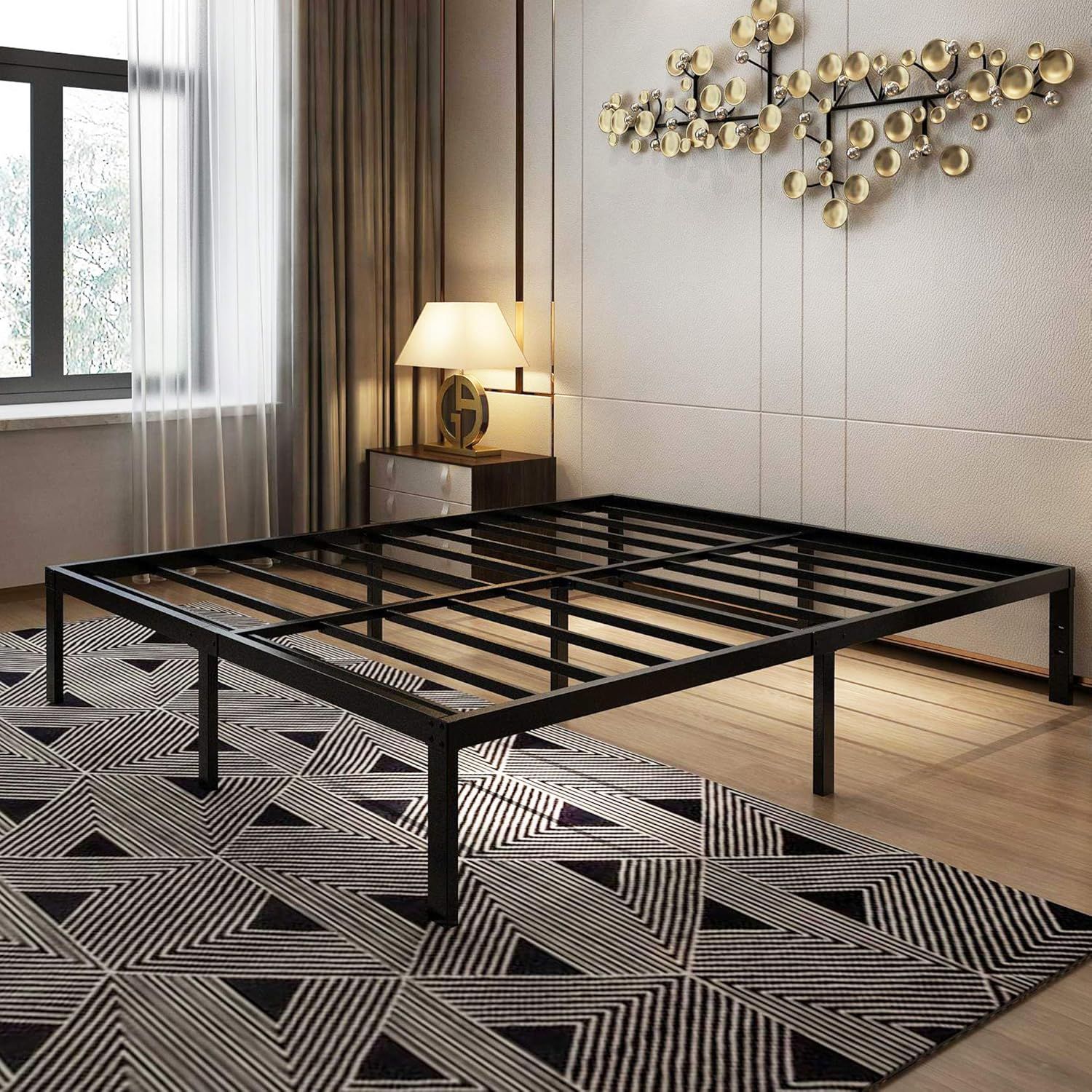 45MinST 14 Inch Platform Bed Frame/Easy Assembly Mattress Foundation / 3000lbs Heavy Duty Steel Slat/Noise Free/No Box Spring Needed, Queen