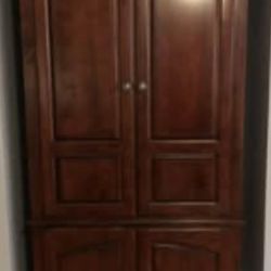 Custom Entertainment Unit. 
Dark Wood Armoire Storage Cabinet