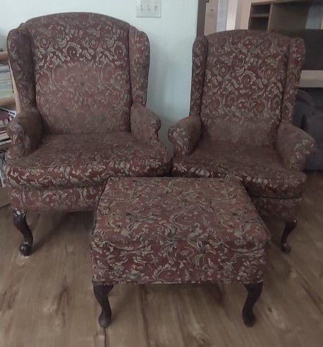 Wingback Chairs - 3 Piece Set