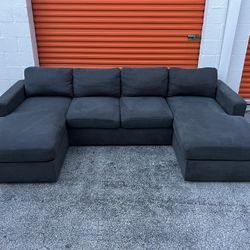 Gray U Shape L Sectional Sofa