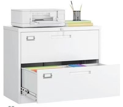 😀 Lateral File Cabinet 2 Drawer with Lock, White Filing Cabinet Home Office, Large Deep Drawers Locked by Keys, for Hanging Folders Files Letter/Lega