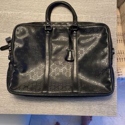 Gucci Black Embossed Briefcase 