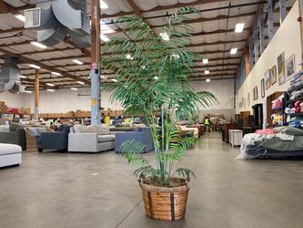 Tall Artificial Palm Plant with Rattan Basket Base