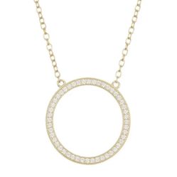 Sterling Silver Pave Open Circle Pendant Necklace ADORNIA