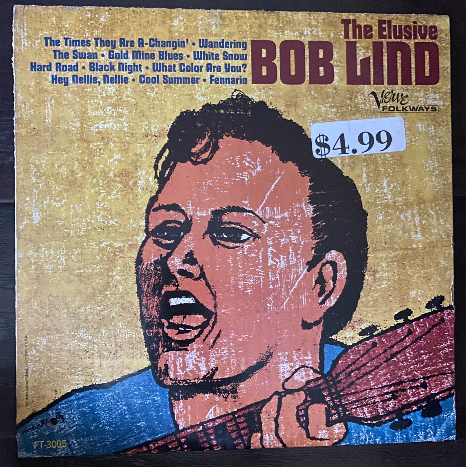 Bob Lind - The Elusive Bob Lind - Verve Folkways Records  1966 (FT-3005) LP Vinyl Record Vintage