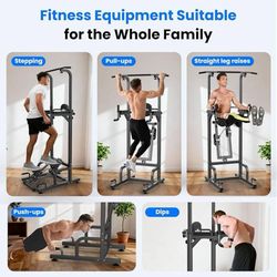 Power Tower Pull Up Bar Station Workout Dip Station for Home Gym Strength Traini