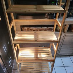 Light Wood Ladder Shelves 