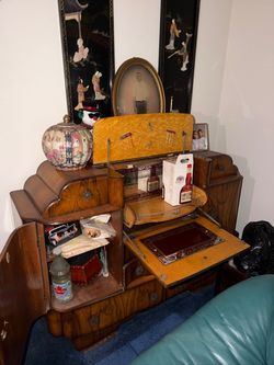 Original 1930’s Art Deco Cocktail Cabinet Bar (French Polish)