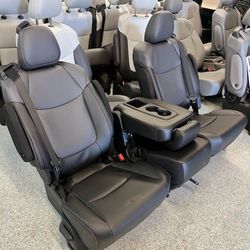 Brand New Black Leather Bucket Seats With Seatbelts And Middle Seat 