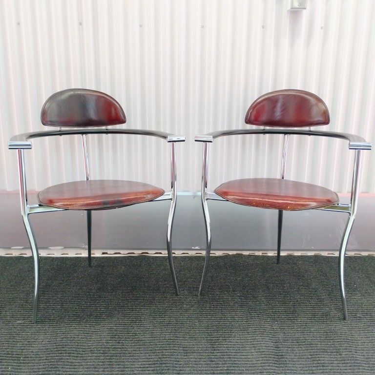Pair Of STILETTO DINING CHAIRS BY ARRBEN, ITALY 1980's - Signed