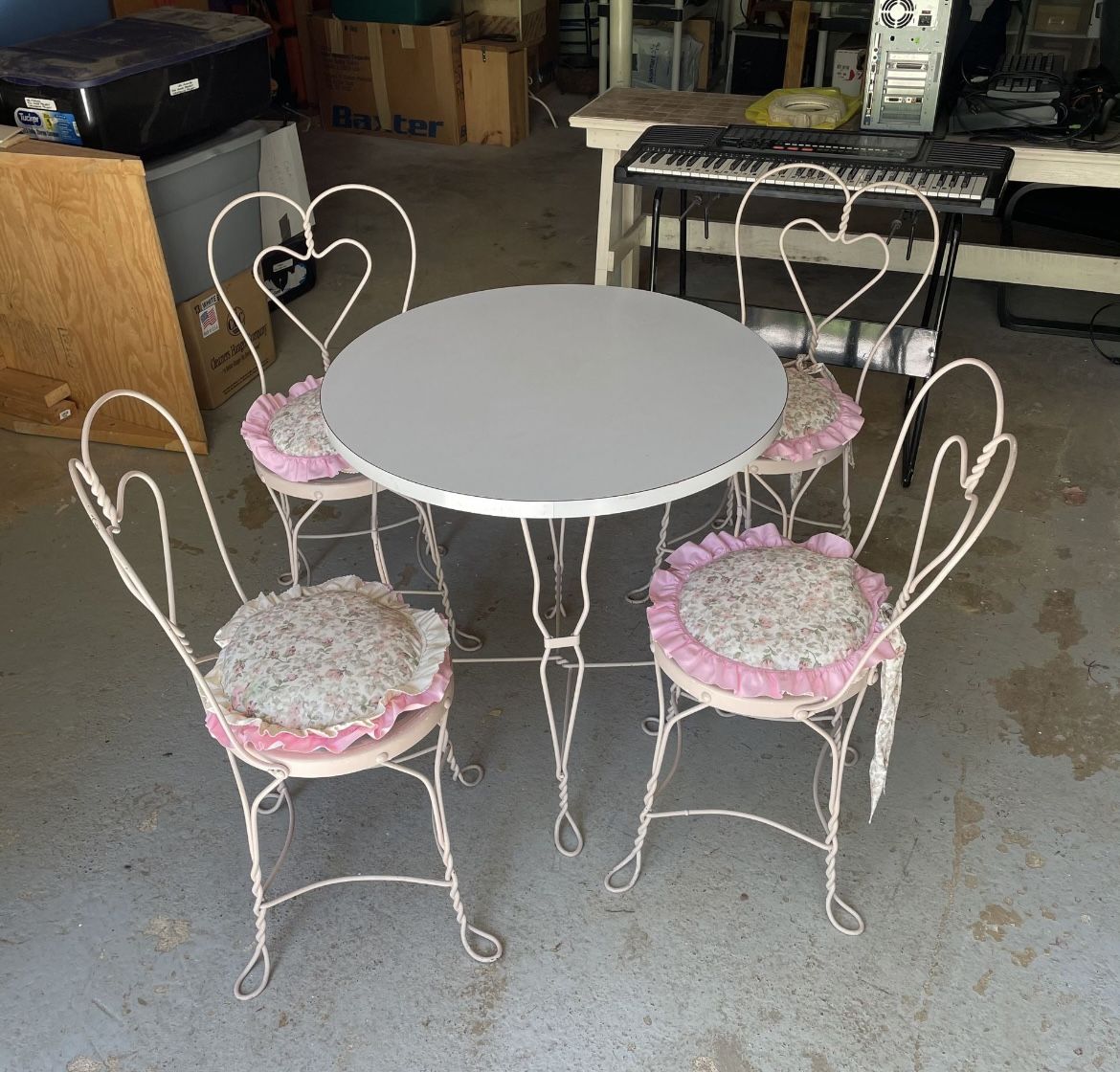 Vintage Ice Cream Parlor Table & Chairs Set