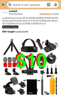 Accessories Kit for AKASO EK5000 EK7000 4K WiFi Action Camera GoPro Hero 12 11 10 9 8 7 6 5/Session 5/Hero 4/3+/3/2/1 Max Fusion SJ4000 SJ5000 (14-in-