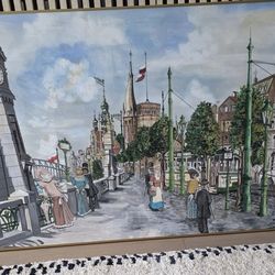 Old Düsseldorf Handpainting with Frame