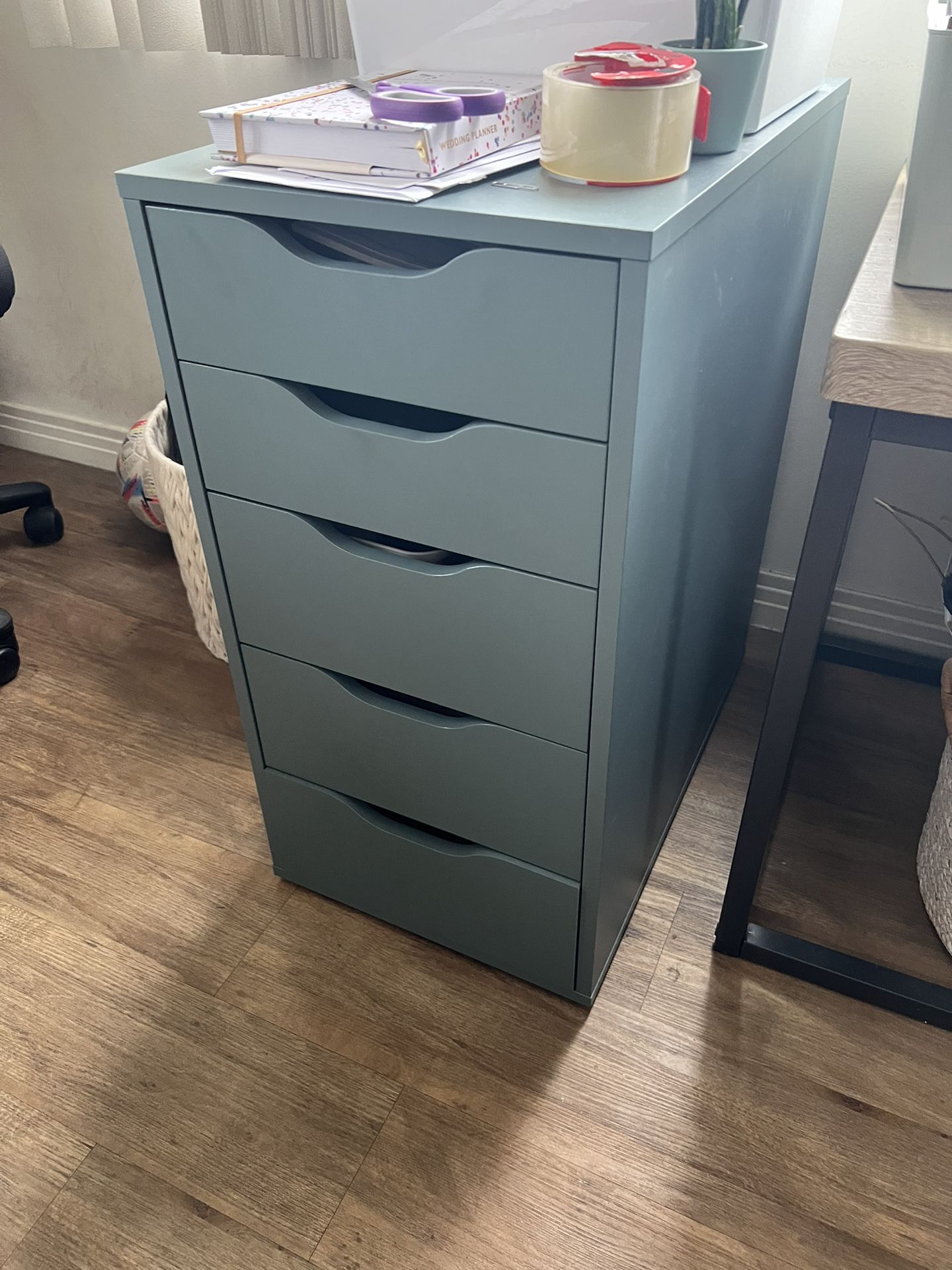 IKEA Alex Office Drawer Cabinet Gray Turquoise