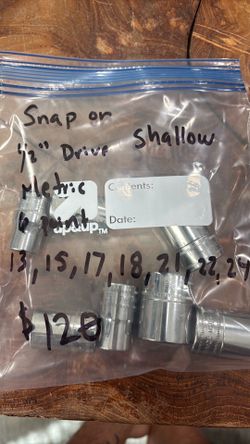 Snap-on USA 1/2” Drive Metric 6-Point Shallow Socket Lot TWM13 TWM15 TWM17 TWM18 TWM21 TWM22 TWM24