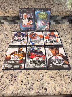 PS2 Game Lot – 8 Complete Games (CIB) – NBA Live, Madden, NASCAR, Tiger Woods