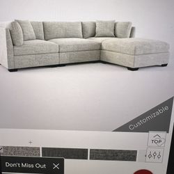 American Signature Beckham 3 piece Sectional And Ottoman - received 2/2024 $100