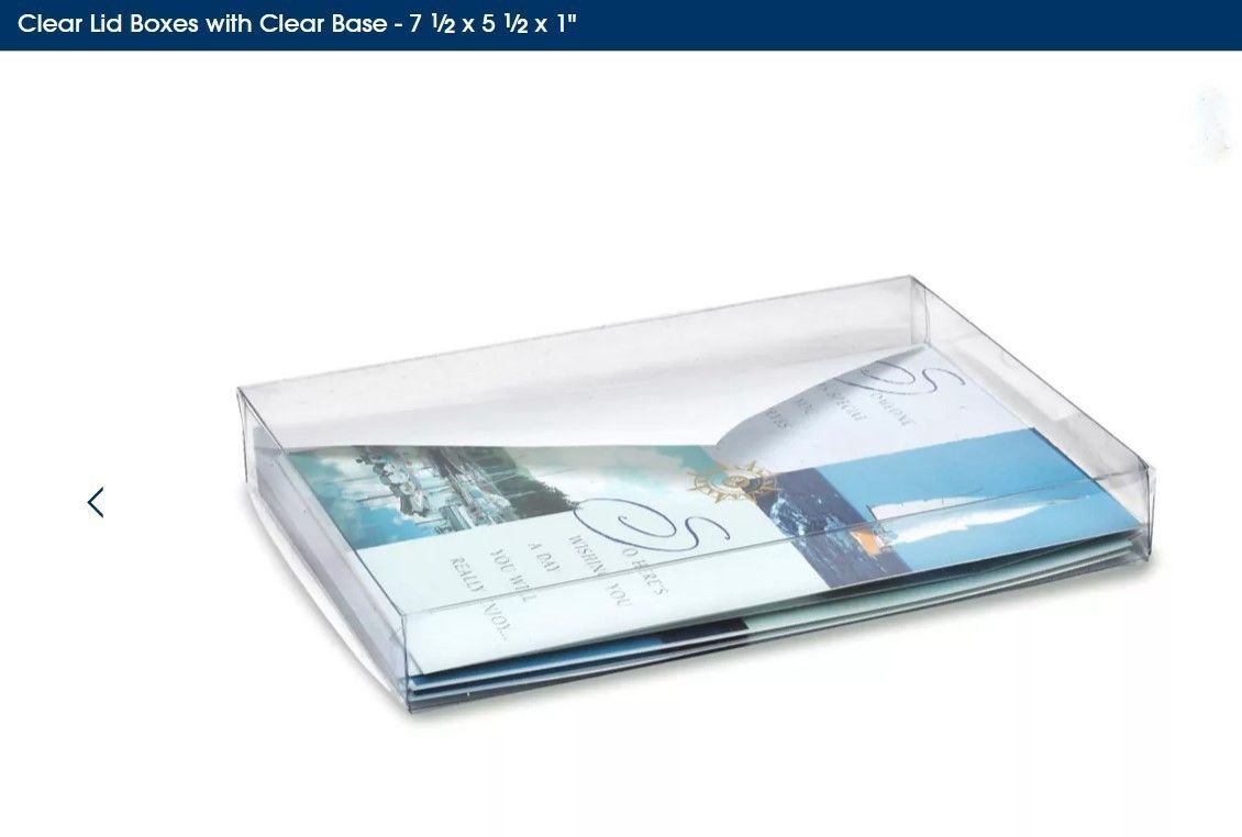 150 Clear Stationery Boxes 7 1/2" x 5 1/2" x 1"