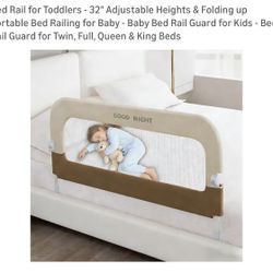 New In Box!! Bed Rail for Toddlers - 32" Adjustable Heights & Folding up Portable Bed Railing for Baby - 