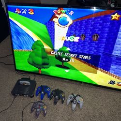 Nintendo 64 w/Controllers & Super Mario 