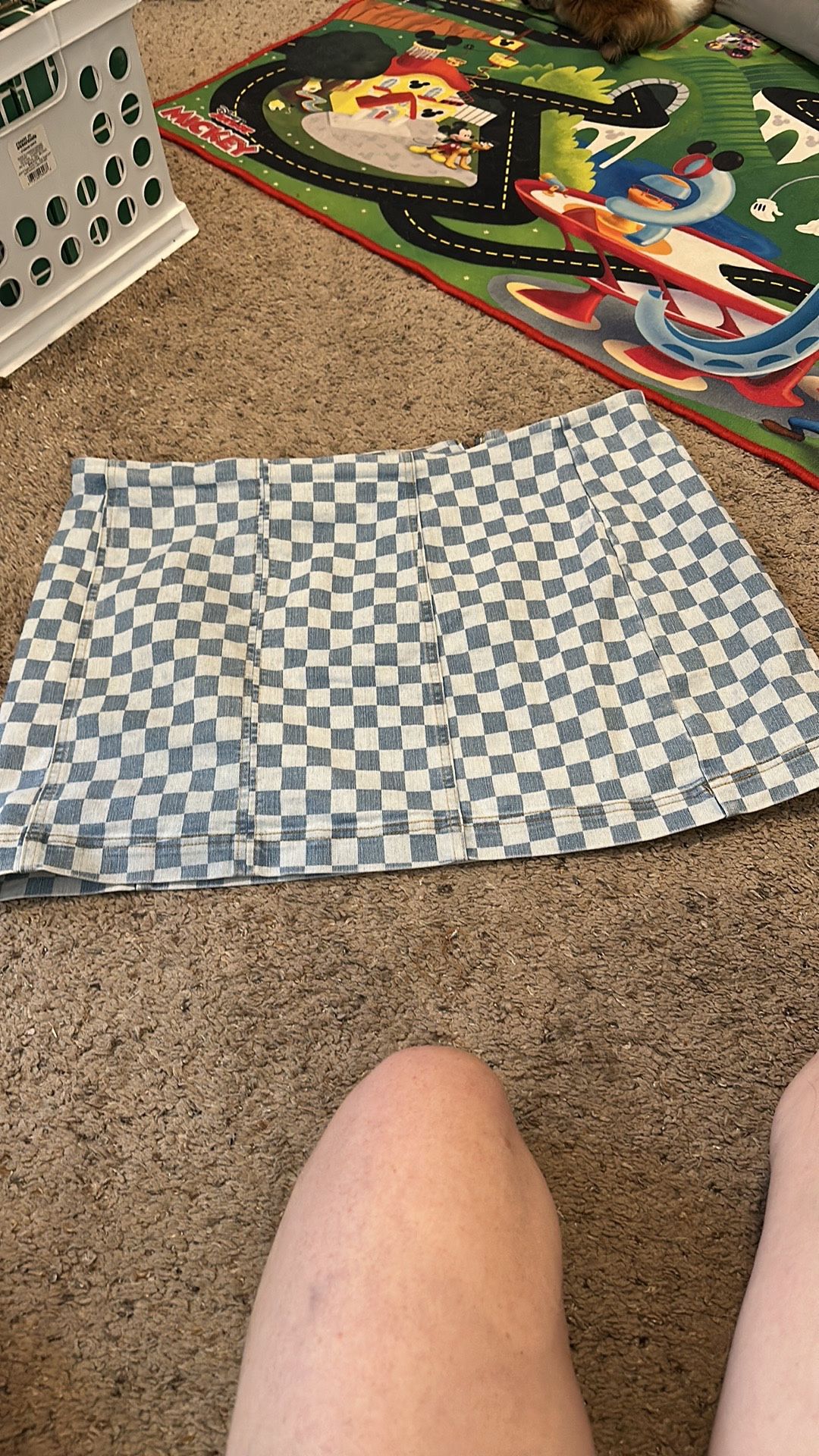 No Boundaries Blue Checkered Denim Micro Mini Skirt