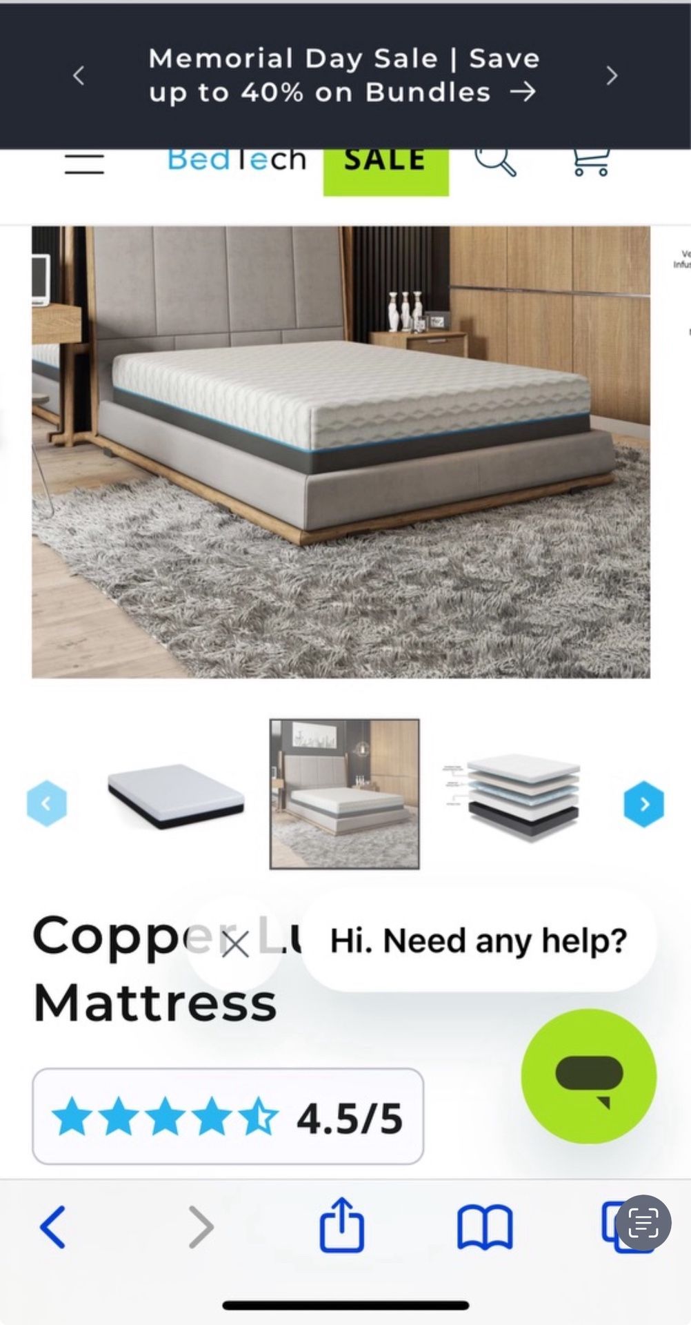 Queen Sized Copper Lux Mattress (Barely Used/like New)