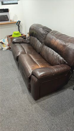 Motorized Reclining Leather Couch