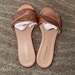 Women’s Brand New Rose Gold Flat Sandals Stylish US Size 7 In Box